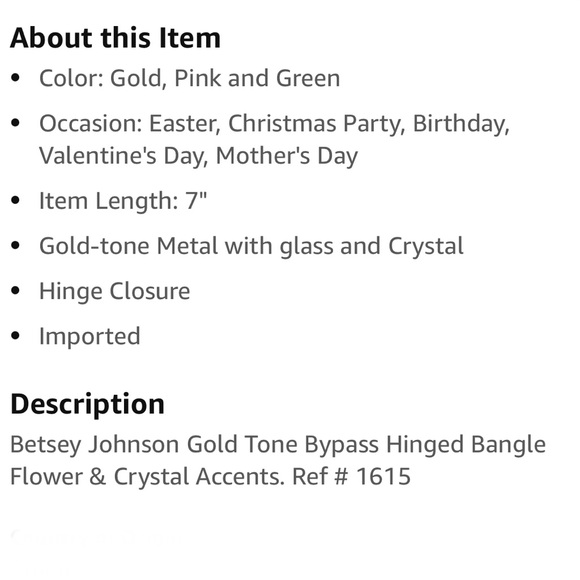 Betsey Johnson Gold Tone Hinged Flower and Crystal Bracelet - Picture 6 of 6